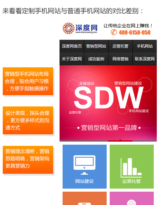 營銷型手機(jī)網(wǎng)站與普通手機(jī)網(wǎng)站對(duì)比分析圖